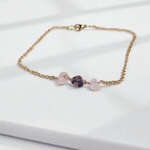 Millefiori Lampwork Glass Pink Quartz Stainless Steel Bracelet